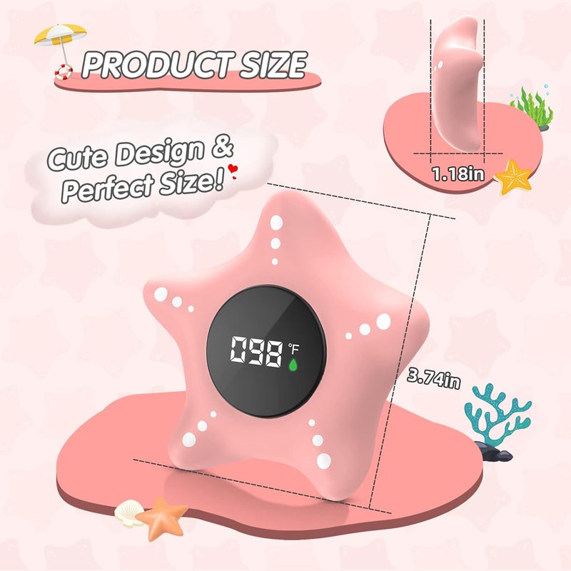 ledfaah Baby Bath Thermometer Safety, Auto On & Off Bathtub Thermometer Floating Toy, Digital Bathing Water Temperature Warning, Pink Sea Star Shape - Image 2
